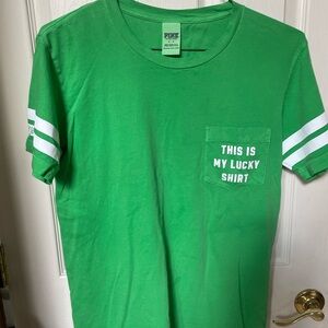 PINK Victoria's Secret Bright Green Tee with Pocket woman’s